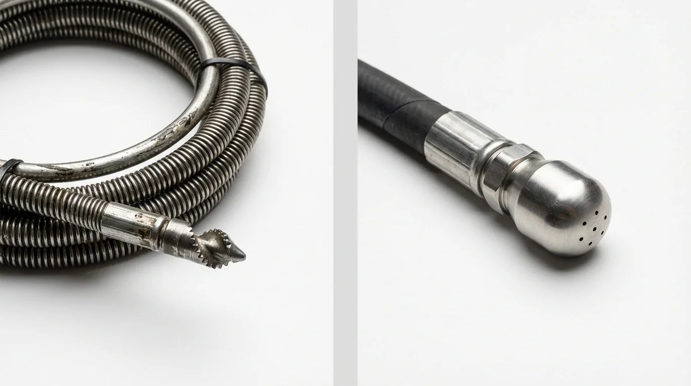 Drain snake cable and hydro jetting nozzle used for drain cleaning in Lovington, NM