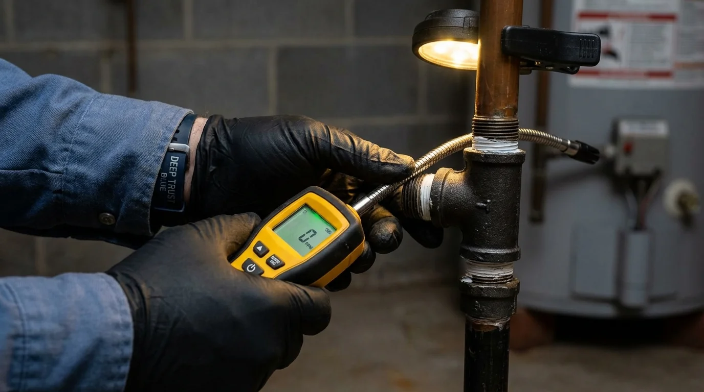 Gas leak detection with electronic sniffer by Johns Plumbing LLC in Lovington