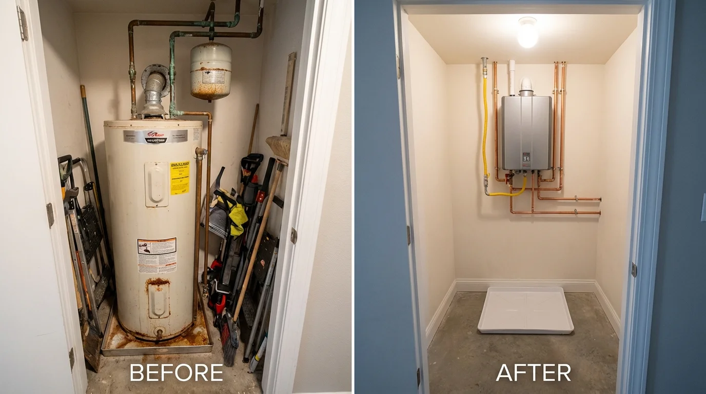 Tank water heater versus wall-mounted tankless unit comparison for Lovington, NM homeowners